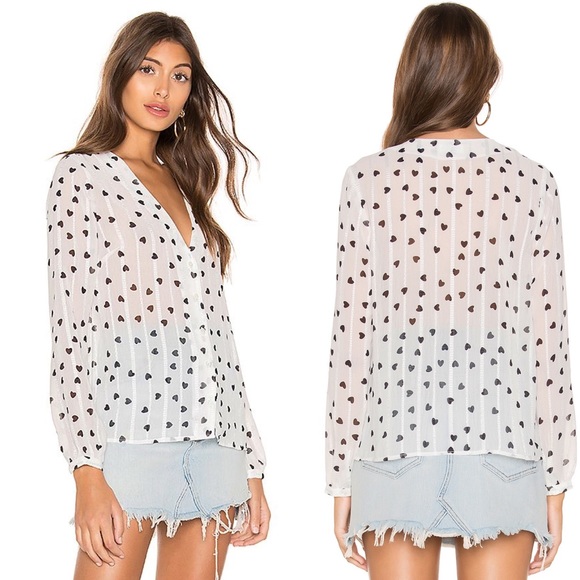 superdown Tops - Revolve Superdown Piper Button Sheer Heart Blouse